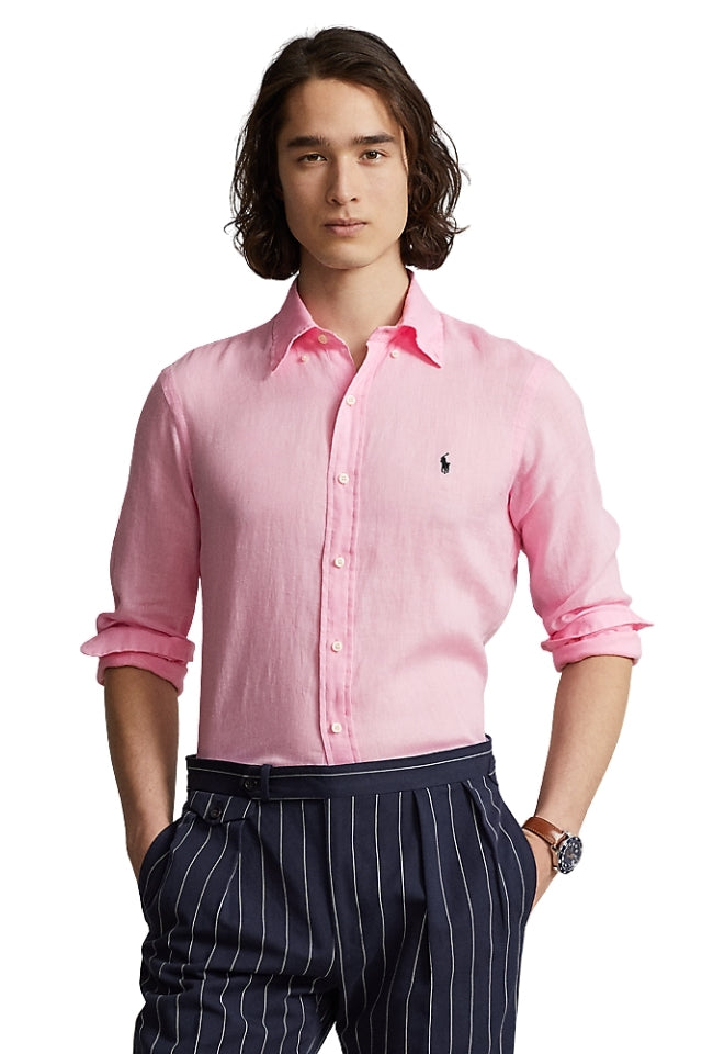 Custom Fit Linen Shirt - Pink
