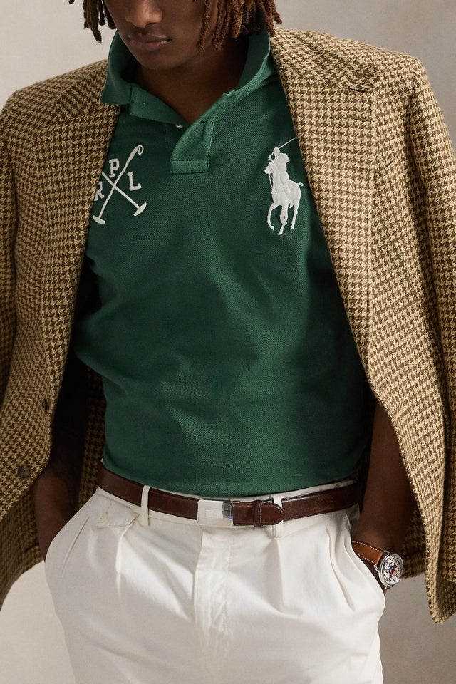 Custom Slim Fit Big Pony Polo Shirt - Green