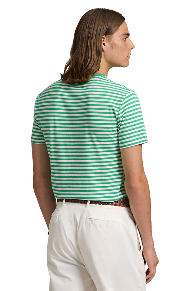 Custom Slim Fit Striped Jersey T-Shirt - Summer Emerald/White