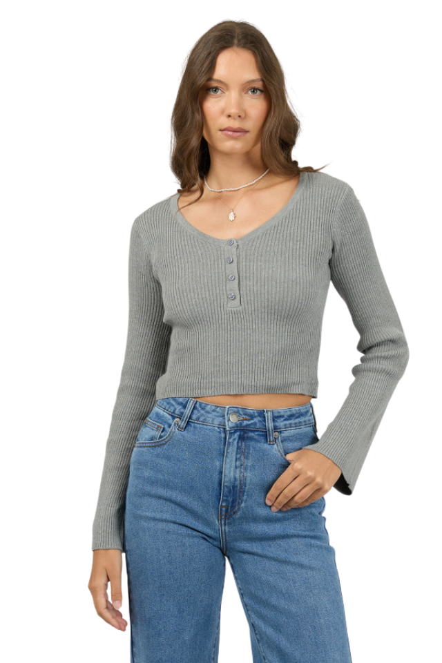 Darcie Knit Top - Grey Marle