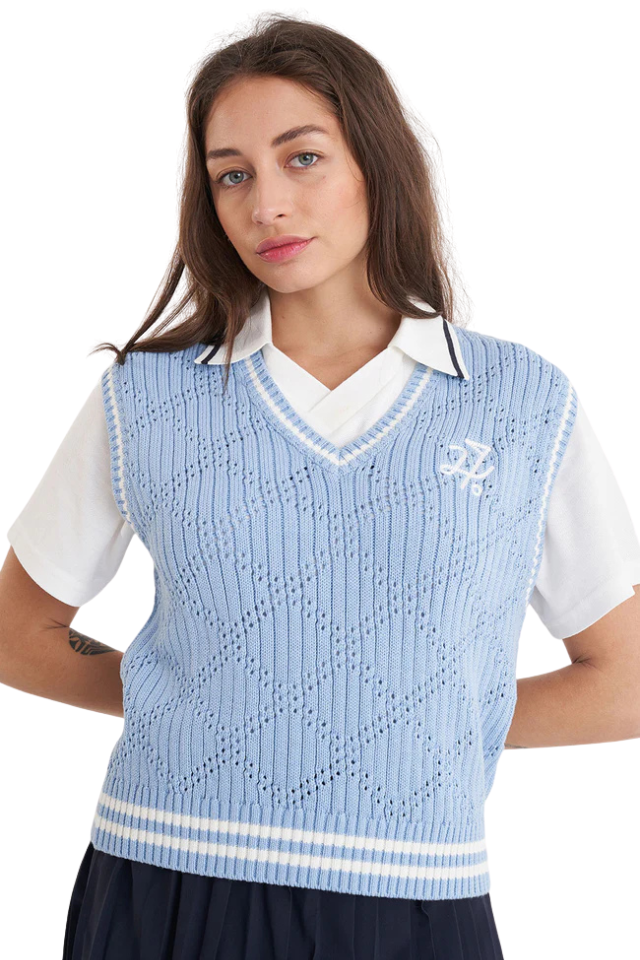Diamond Crop Vest - Club Blue
