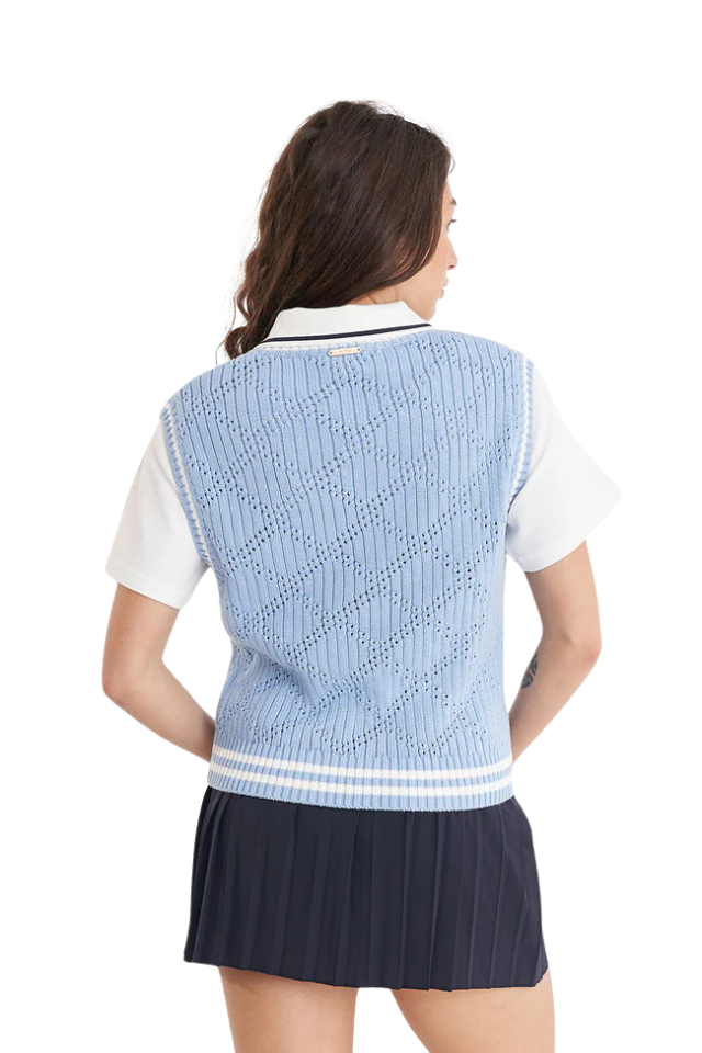 Diamond Crop Vest - Club Blue