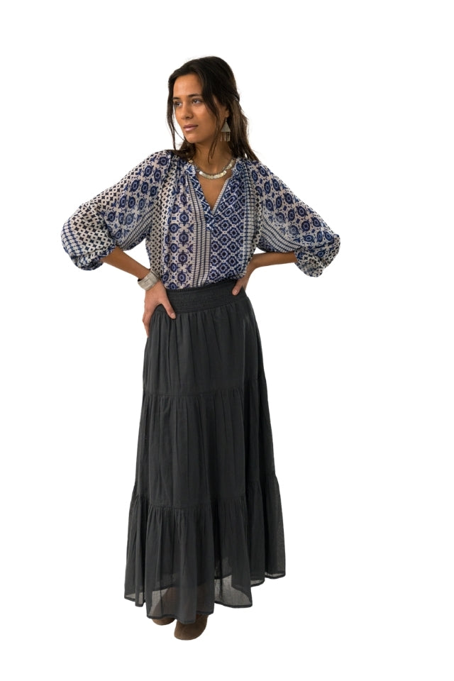 Diamond Maxi Skirt - Washed Black