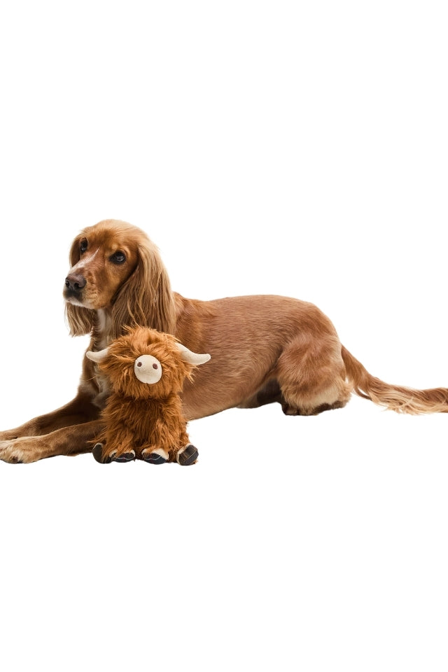 Dog Highland Cow Toy - Brown/Classic Tartan