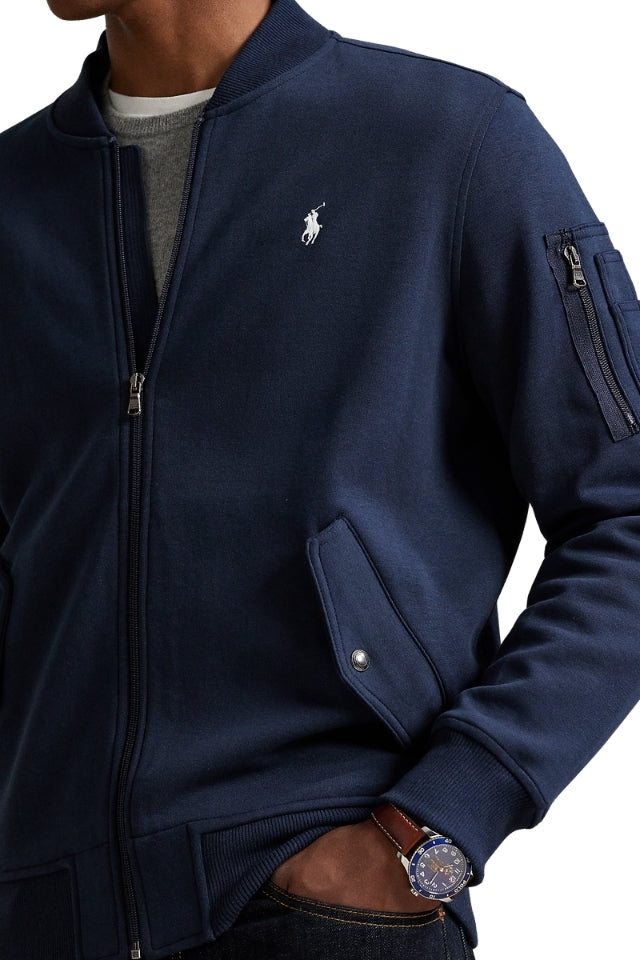 Double Knit Bomber Jacket - Navy