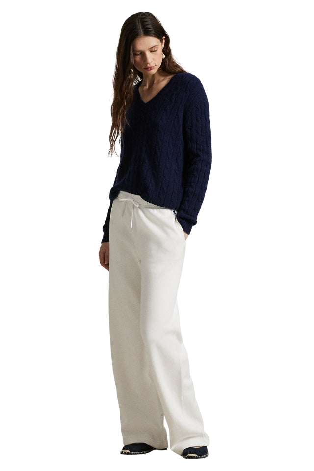 Drawstring Fleece Wide-Leg Sweatpant