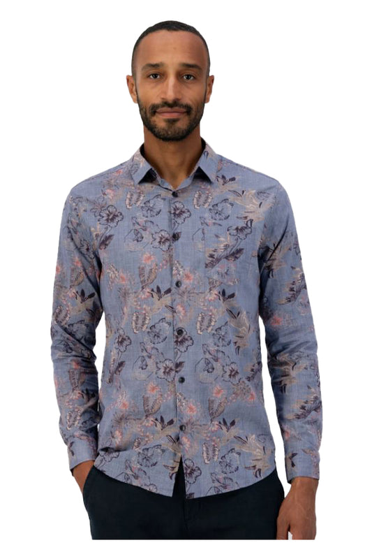 Dstrezzed 303720 Octogon Flower Shirt Moonlight Blue