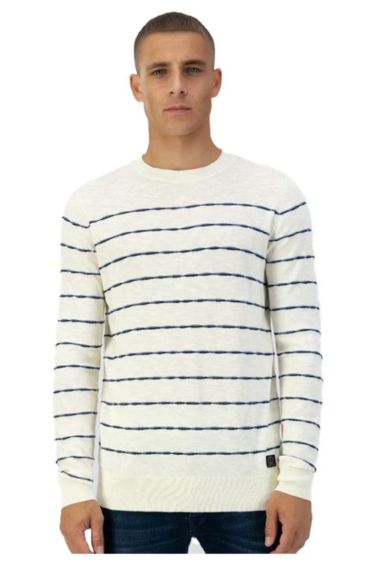 Dstrezzed 405564 Irregular Stripe Crew Off White 