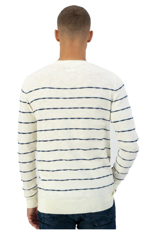 Dstrezzed 405564 Irregular Stripe Crew Off White 