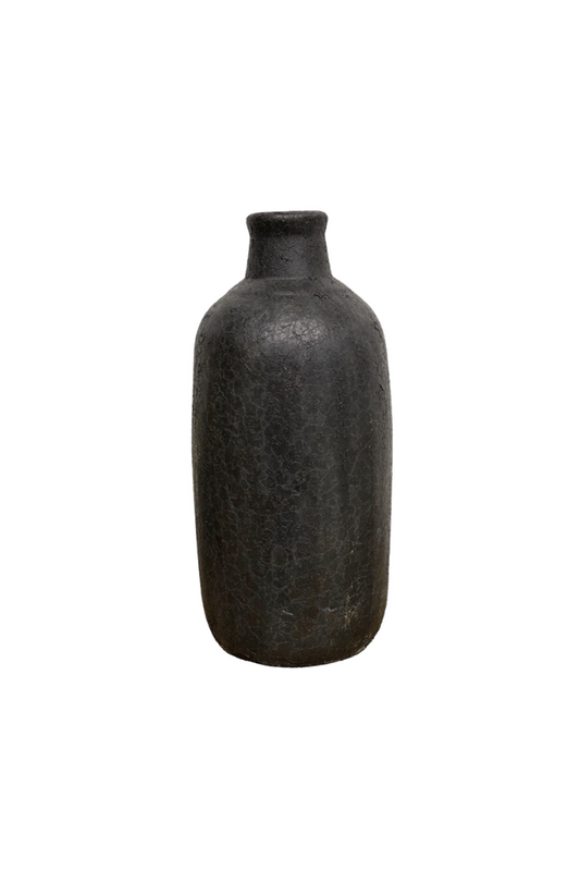 Earthenware Bottle Vessel - Aged Black