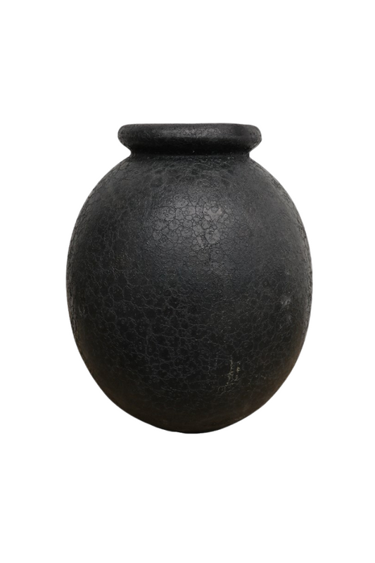 Earthenware Round Vessel - Aged Black