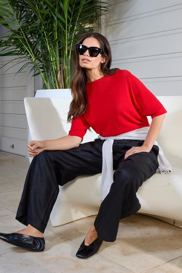 Echo Knit Tee - Scarlet