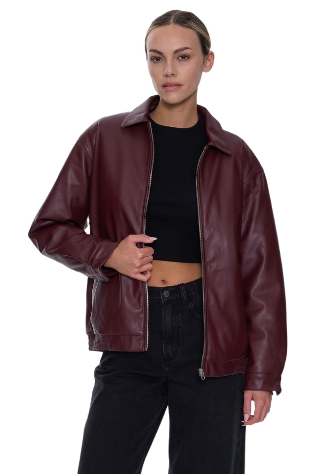 Elka Leather Jacket - New Maroon