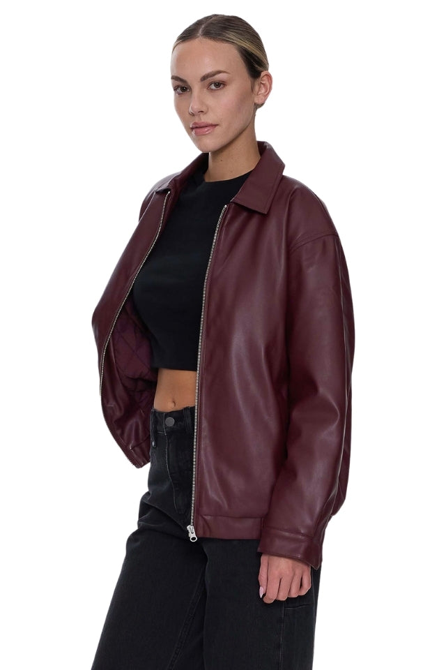 Elka Leather Jacket - New Maroon