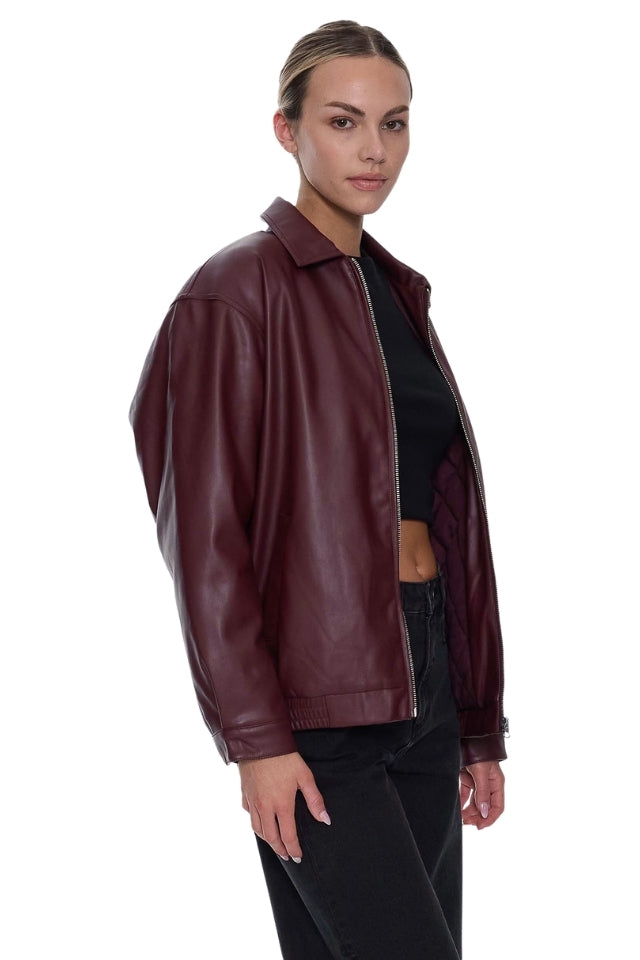 Elka Leather Jacket - New Maroon