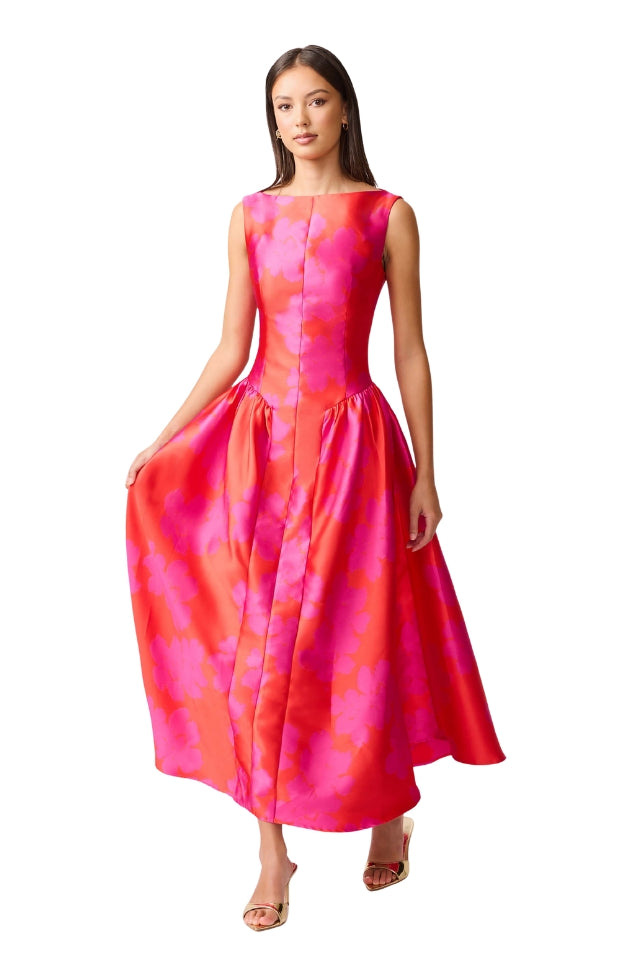 Eloise Midi Dress - Red Fuchsia