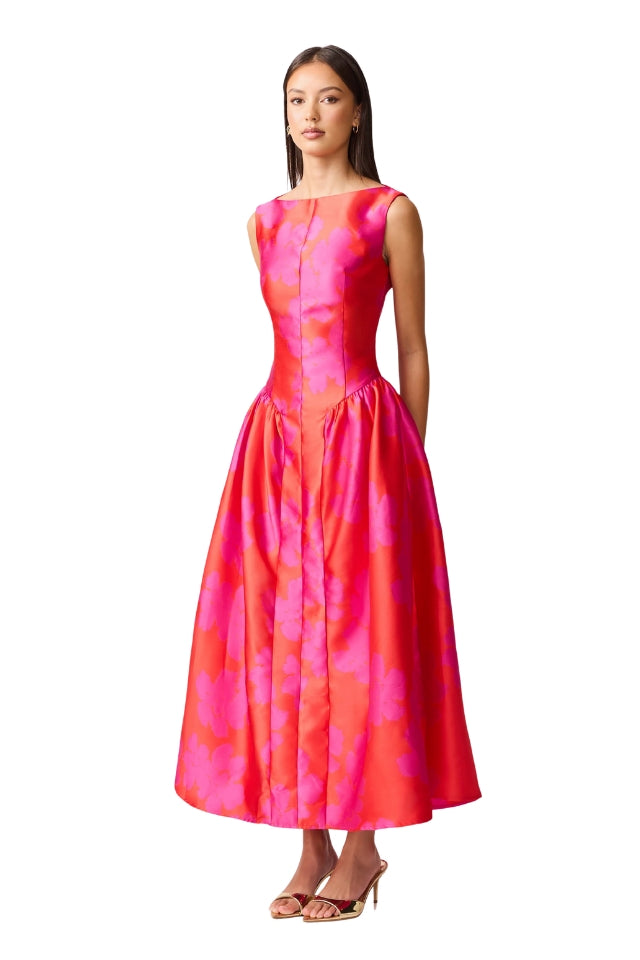 Eloise Midi Dress - Red Fuchsia