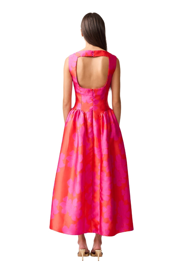 Eloise Midi Dress - Red Fuchsia