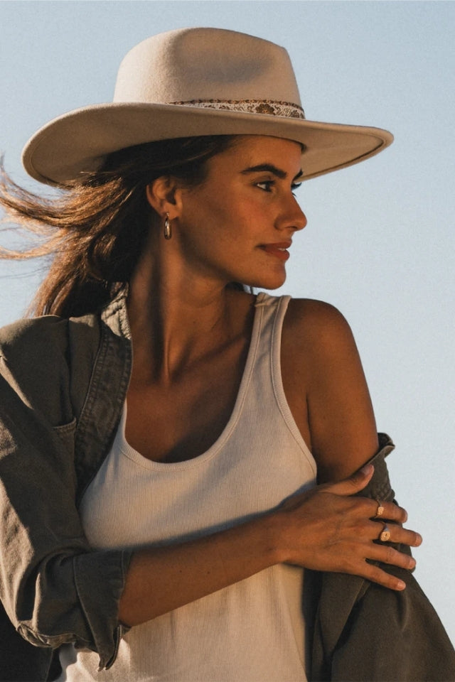 Elwood Mid Brim Fedora - Nude