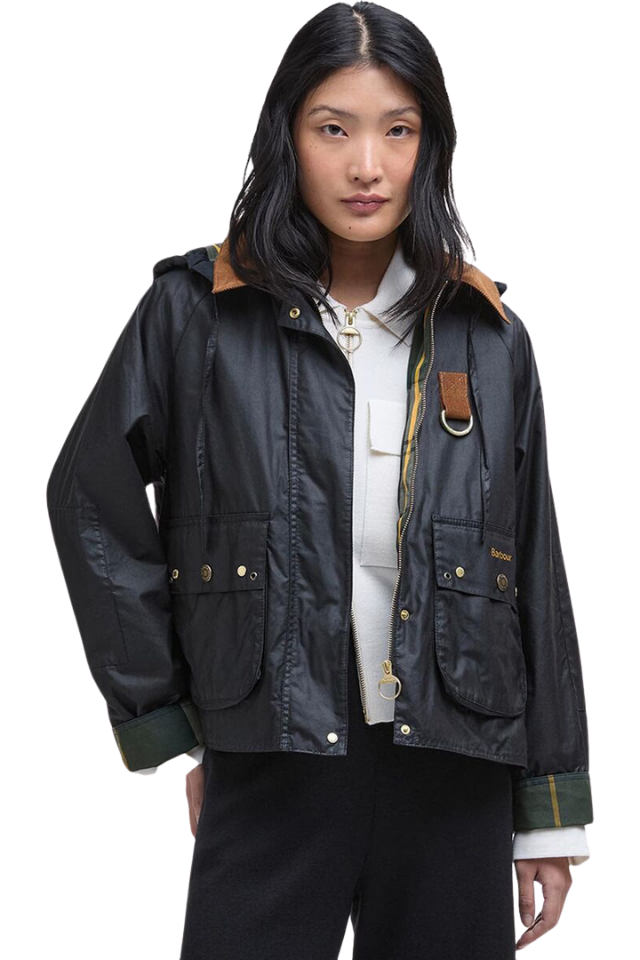 Erma Wax Jacket - Black/Ancient Tartan