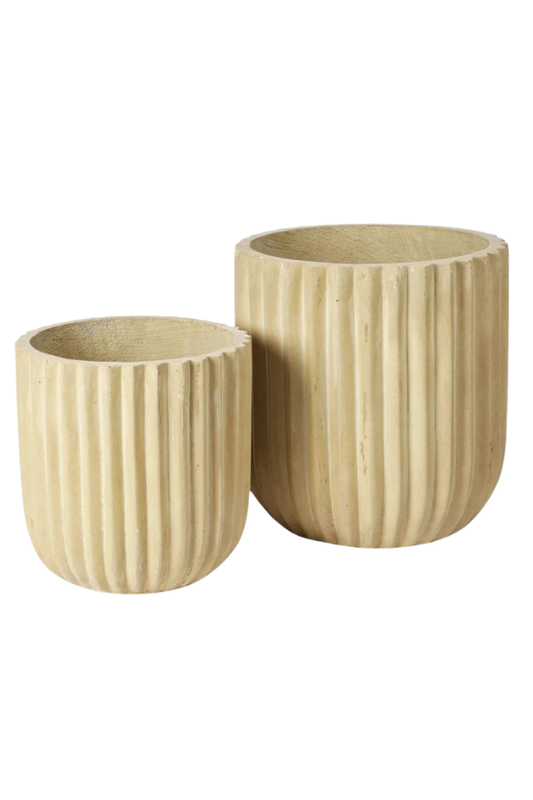 Flowerpot Fiber Planter Set of 2 - Antique Beige