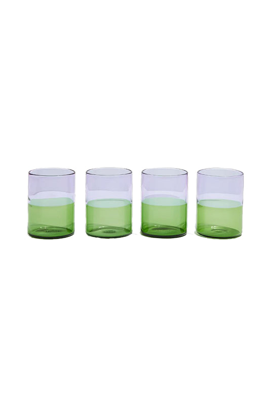 Two Tone Glasses Lilac Green - Set 4