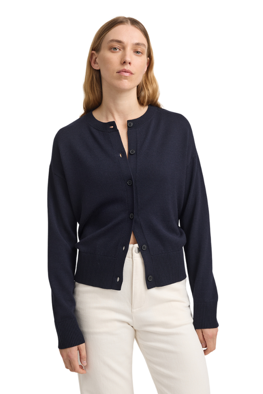 Fine Knit Cardigan French Navy