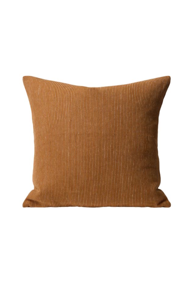 Fine Striped Linen Cushion Cover - Orange Peel