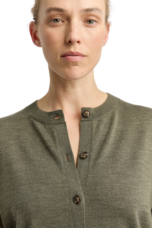 Fine Knit Cardigan - Kale