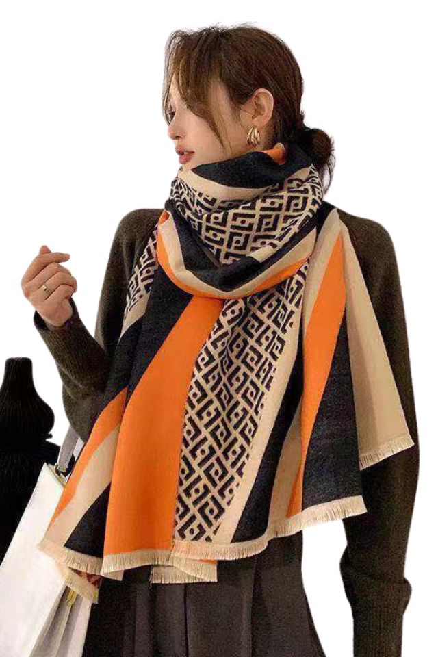 Multi Pashmina - Orange/Black