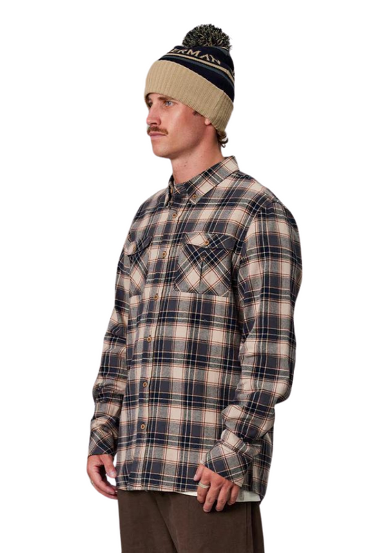 Flanagan flannel shirt - Sand Navy Check