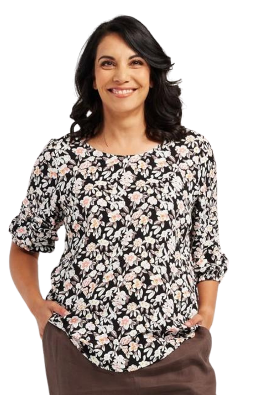 Floral Pinktuck Sleeve Top