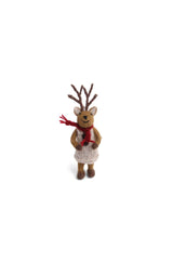 Small Brown Girl Deer W/ Grey Dress And Scarf