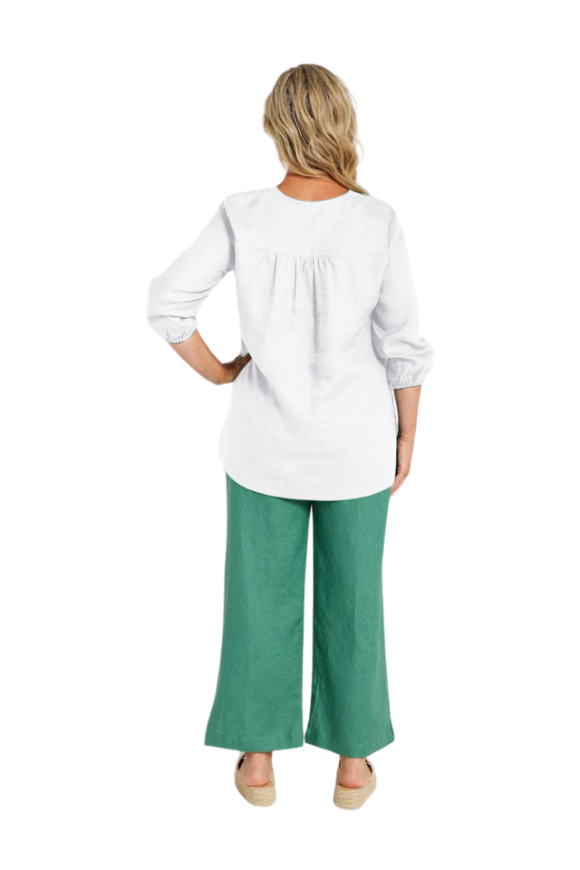 Gathered Yoke V Neck Top