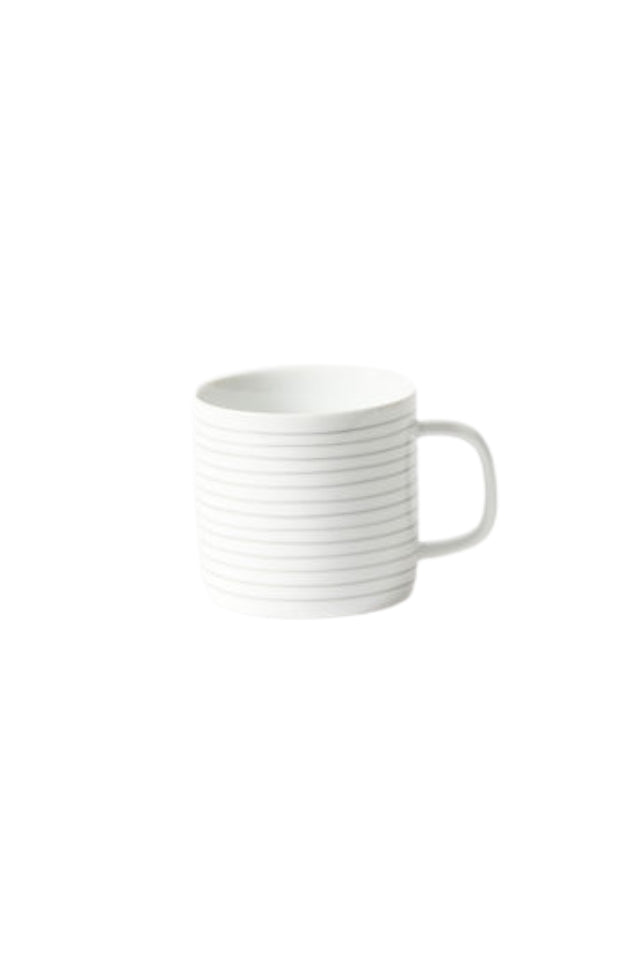 Porcelain Stripe Coffee Mug Set 4 - Grey/White