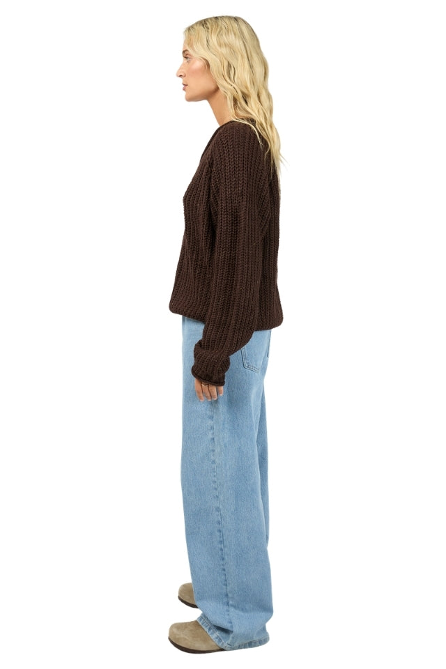 Hali V-Neck Knit - Brown