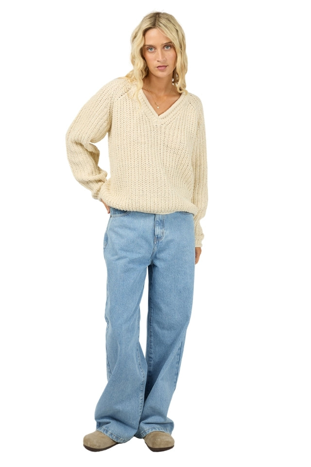 Hali V-Neck Knit - Vanilla