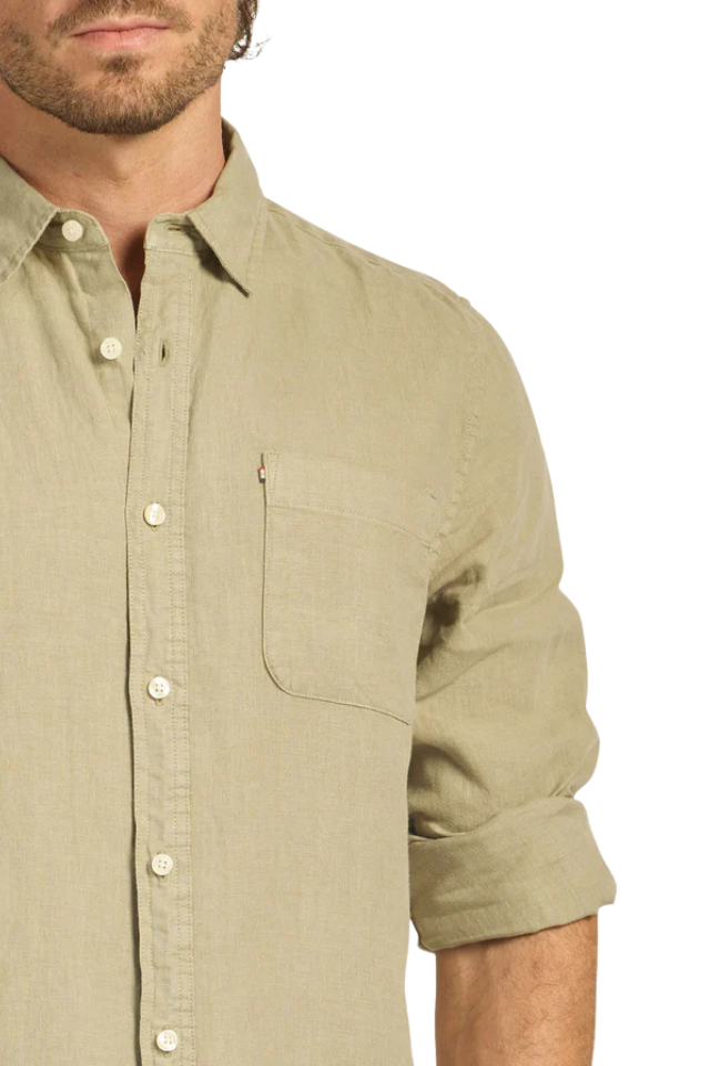 Hampton Linen Shirt - Aloe Green