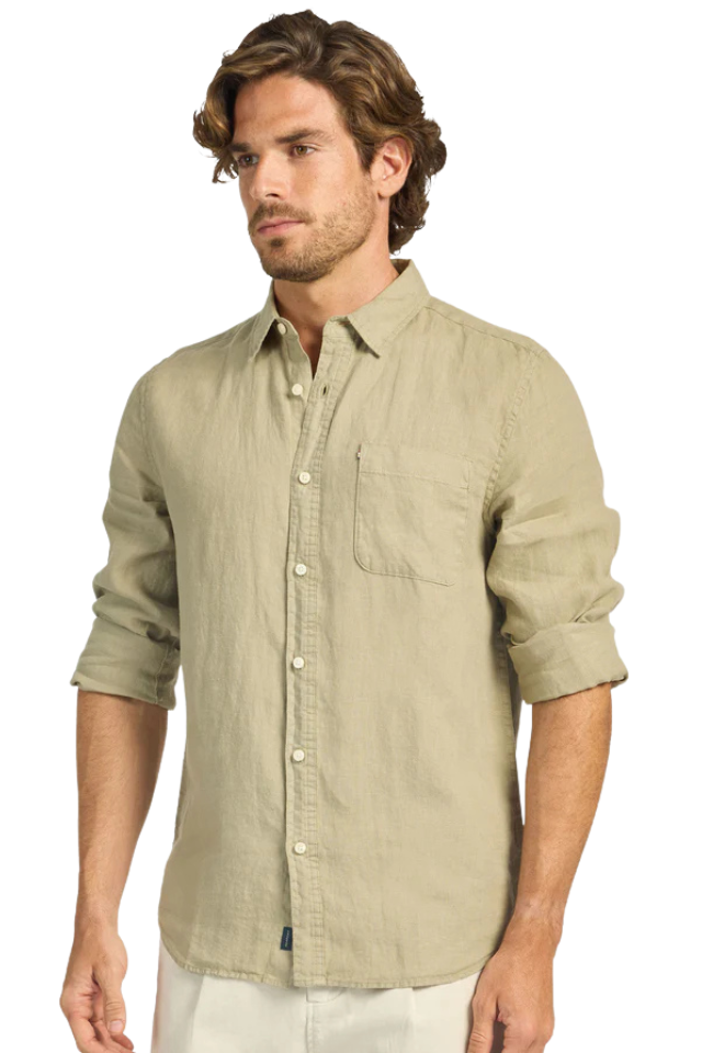 Hampton Linen Shirt - Aloe Green