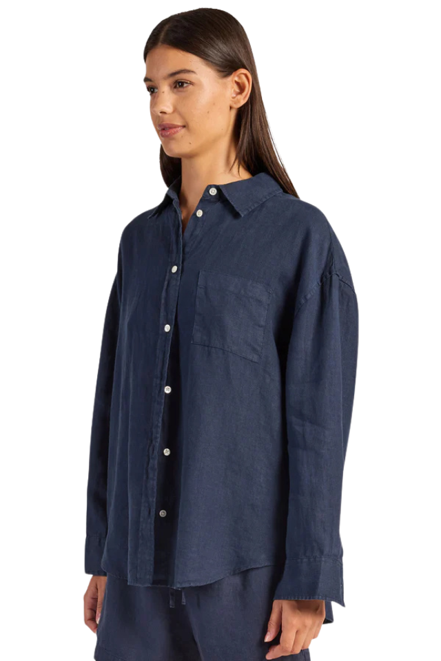 Hampton Linen Shirt - Patriot Blue