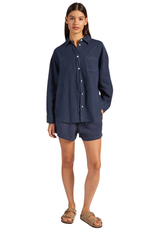 Hampton Linen Shirt - Patriot Blue