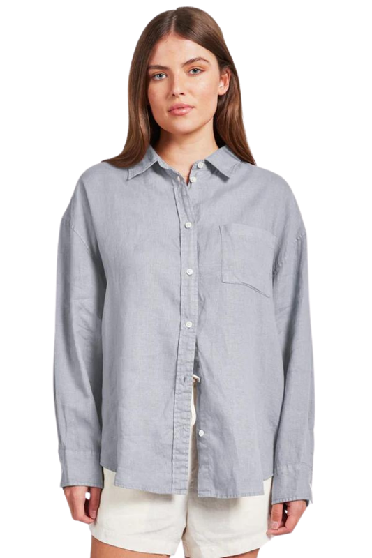 Hampton Linen Shirt - Lavender Ash