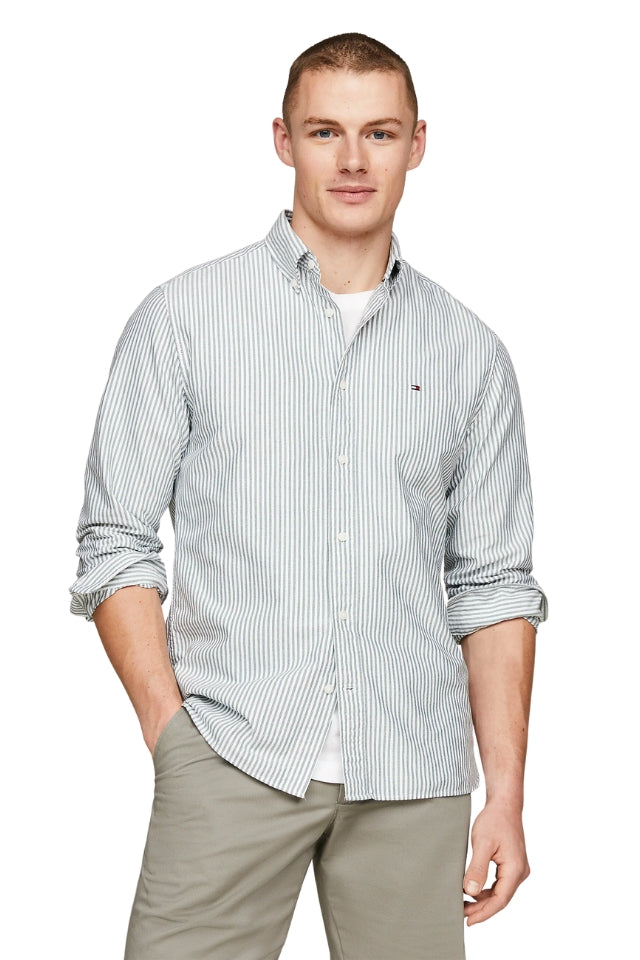 Heritage Oxford Stripe Rf Shirt - Ornamental Green/White