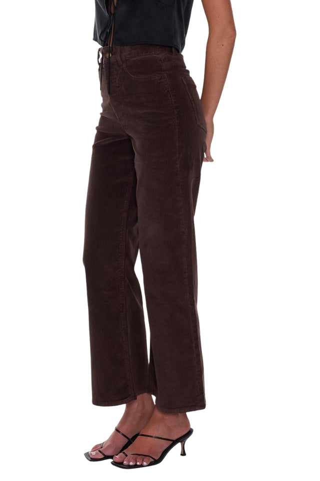 Holly High Rise Stretch Wide Cord Pant - Bitter Chocolate