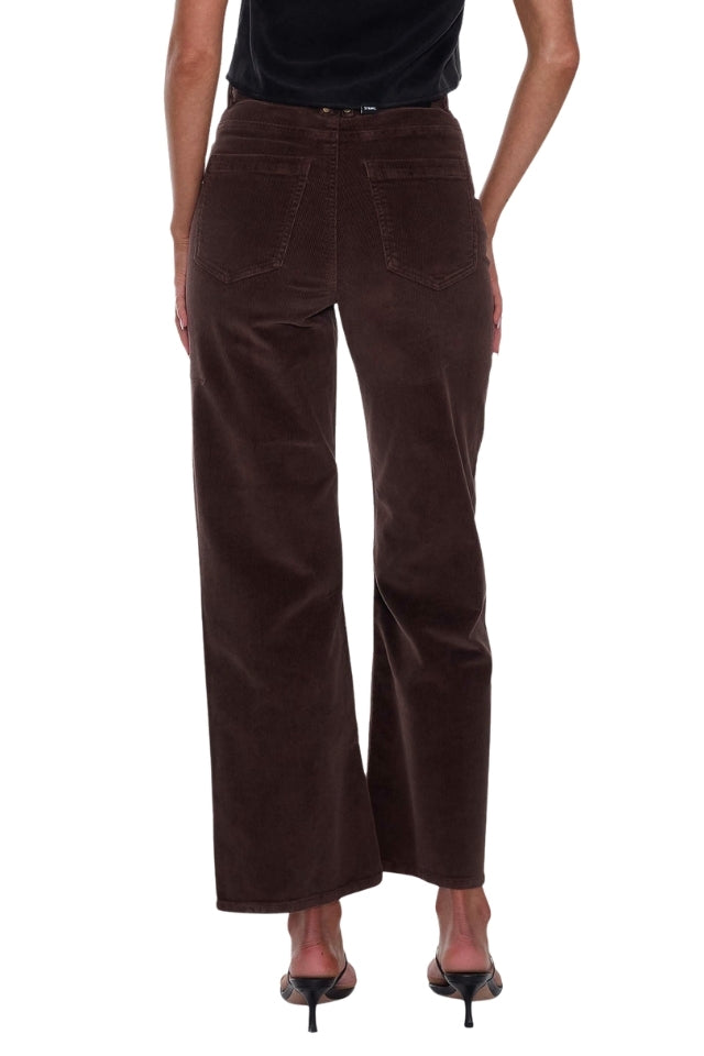 Holly High Rise Stretch Wide Cord Pant - Bitter Chocolate