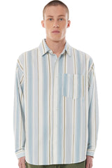 Huffer MSH33S3603 Blue Lines Cube Shirt Chill Blue