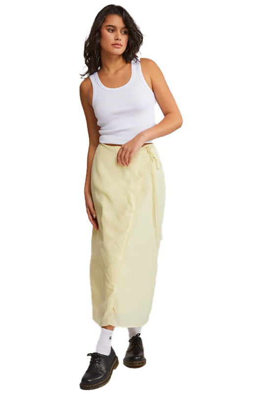 Huffer WSK33S5905 Bien Wrap Midi Skirt Lemon Sorbet 