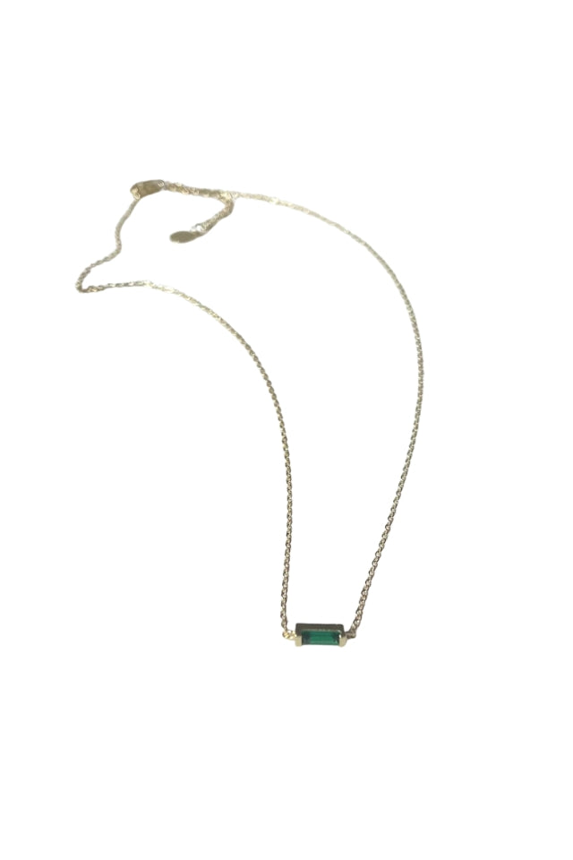 Into the Light- Emerald Baguette Necklace | Gold