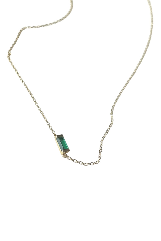 Into the Light- Emerald Baguette Necklace | Gold