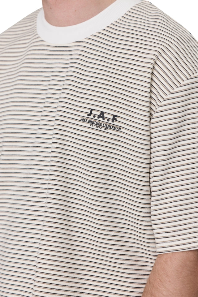 J.A.F Heavy Shore Tee - Off White Stripe